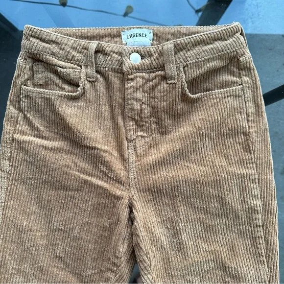 SOLD🤎L'AGENCE Oriana Corduroy High Rise Straight Leg Jean Pants in Tan - Size 25 - Picture 5 of 16